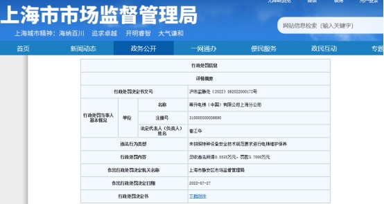 麻将胡了试玩在线网站免费蒂升电梯上海分公司违法被罚 未按照要求维护保养电梯